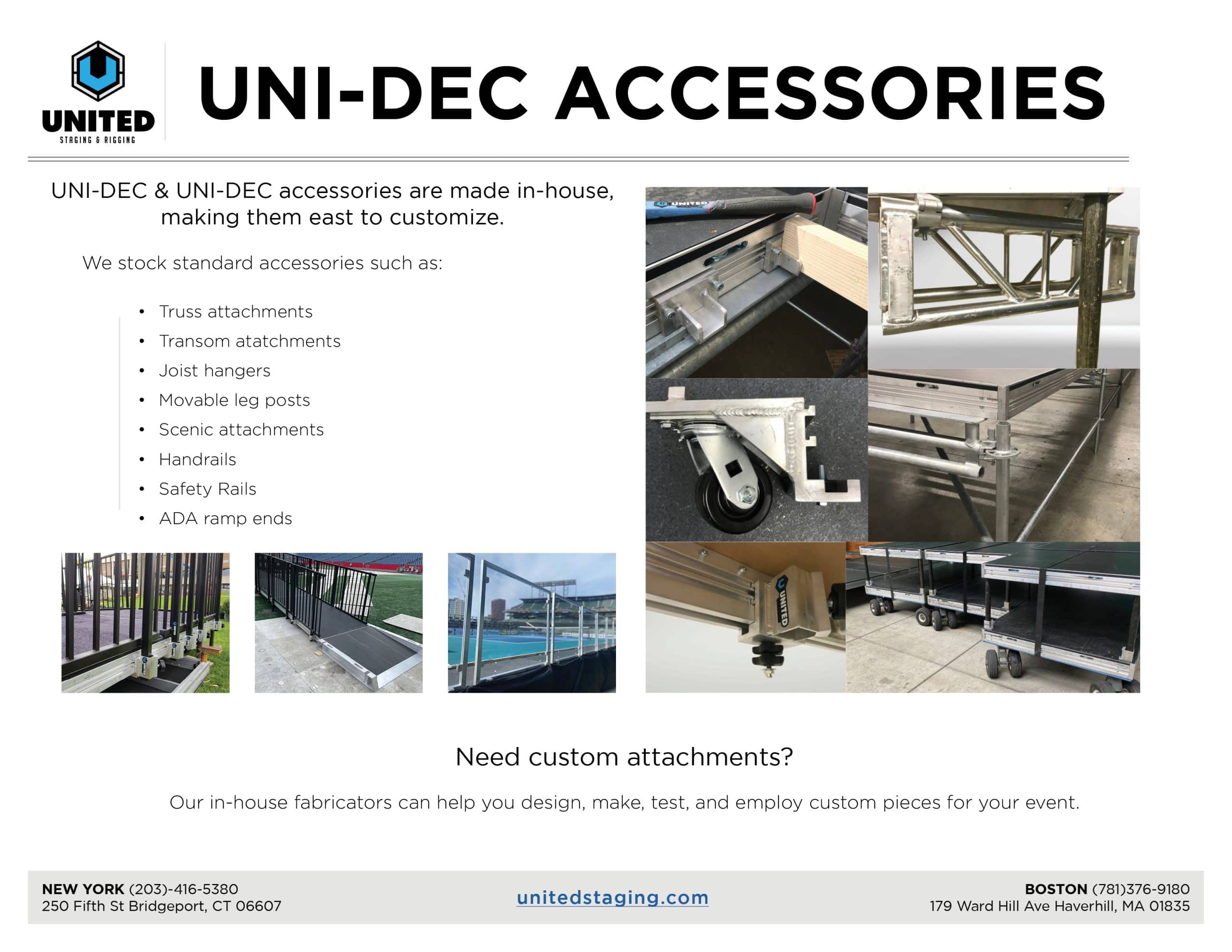 Jpeg image of the UNI-DEC accessories page in our PDF. Click the image to read entire PDF.