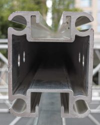 End view of UNI-KEDER, that shows off the four corner keder rails and the opposing strut channels on top and bottom